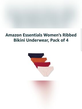 Amazon Essentials Ribbed Bikini Underwear 4 Pack